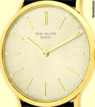 Patek Philippe Gent's Vintage 18K Yellow Gold Calatrava Strapwatch Oyster/Silver Dial with Gold Baton Markers, Acrylic Crystal WATCHES 2