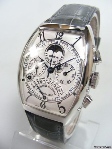 Franck Muller Curvex cintee 6850 QPE QuantiEme Perpetuel or blanc automatique chronographe retrograde avec annees bissextiles / Perpetual Calendar wihte gold Chronograph automatique retrograde with leap year WATCHES 2