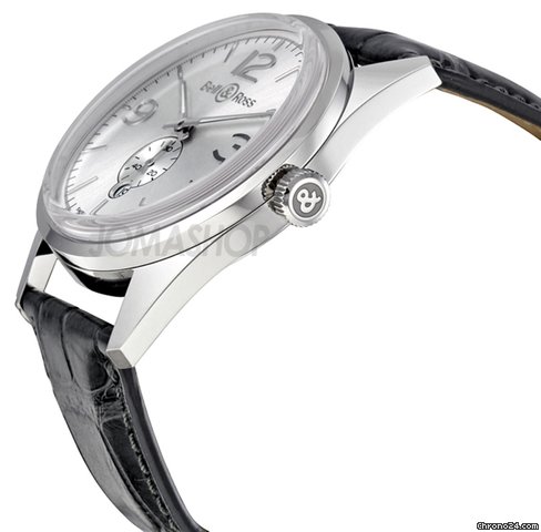 Bell & Ross Vintage Officer Silver Dial Grey Alligator Strap Automatic Mens Watch BR123-OFFICER-SIL WATCHES 2