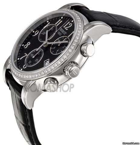 Tissot Dressport Chronograph Black Leather Ladies Watch T0502171605201 WATCHES 2