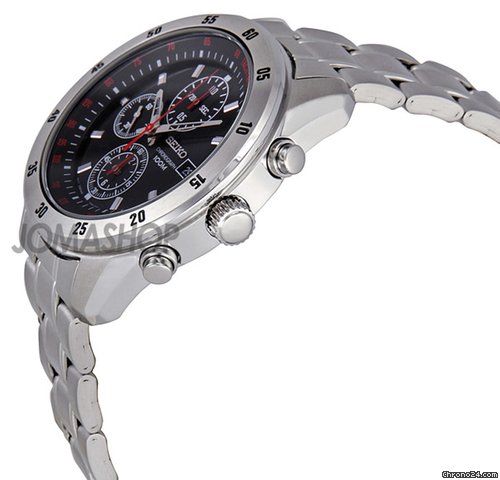 Seiko Chronograph Stainless Steel black Dial Mens Watch SNDC49 WATCHES 2