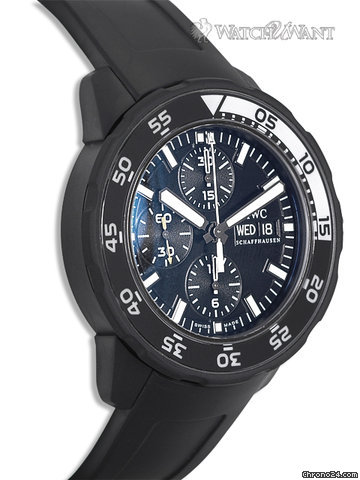replica IWC Aquatimer Chronograph - "Galapagos" Limited Edition - 44mm Black Rubber-Coated Stainless Steel - Brand New In Box WATCHES 1