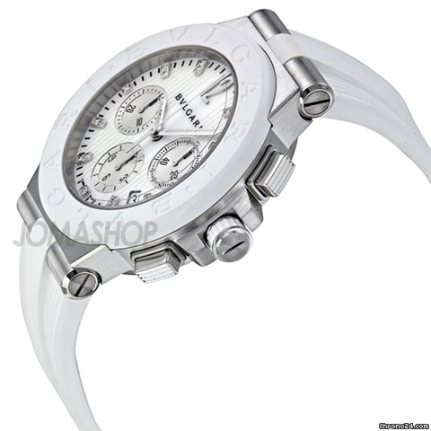 Bulgari Diagono Chronograph White Rubber Mens Watch 101801 WATCHES 2