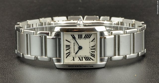 Cartier 18k White Gold Silver Dial Ladies Tank Francaise WATCHES 2