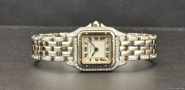 Cartier 18k White Gold Diamond Set Case Ladies Panthere B&P WATCHES 2