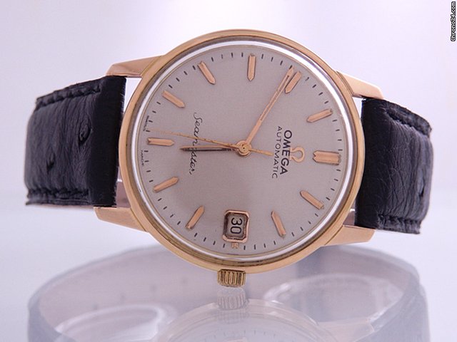 Omega Seamaster 18k Gelb- bzw Rosegold mit Lederarmband WATCHES 2