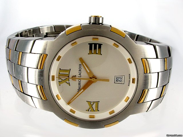 replica Maurice Lacroix "Milestone", Stahl-18K/750 Gelbgold, Quarz, Gewicht = 197 g WATCHES 1