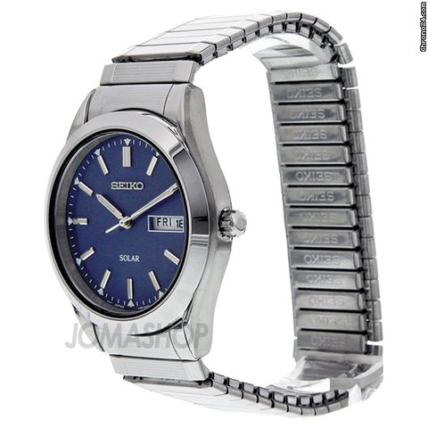 replica Seiko Solar Quartz Blue Dial Stainless Steel Mens Watch SNE057 WATCHES 1 
