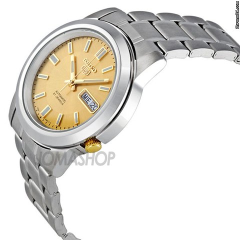 Seiko 5 Automatic Stainless Steel Gold Dial Mens Watch SNKK13 WATCHES 2