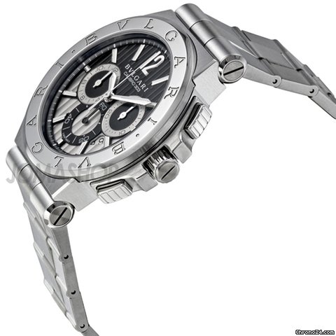Bulgari Diagono Black Chronograph Stainless Steel Mens Watch DG42BSSDCH WATCHES 2