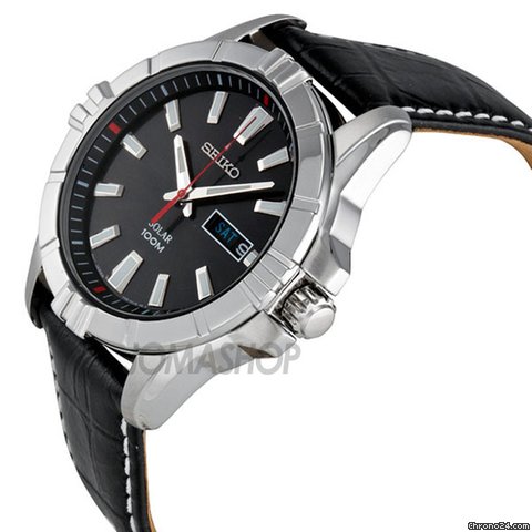 Seiko Black Dial Solar Power Stainless Steel Mens Watch SNE161 WATCHES 2