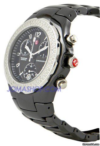replica Michele Tahitian Black Ceramic Diamond Ladies Watch MWW12B000002 WATCHES 1