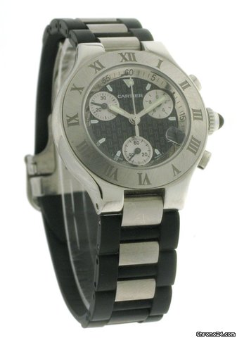 replica Cartier Must 21 Chronoscaph Steel Rubber Small Quartz Unisex WATCHES 1