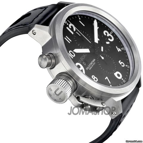 U-Boat Flightdeck CAS Black Dial Chronograph Black Leather Mens Watch 6617 WATCHES 2