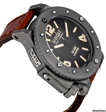 U-Boat Black Titanium Leather Automatic Mens Watch 6157 WATCHES 2