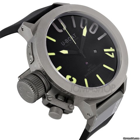 U-Boat Classico U-1001 Automatic Black Dial Black Rubber Mens Watch 2081 WATCHES 2