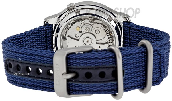 replica Seiko 5 Blue Dial Canvas Strap Automatic Mens Watch SNK807K2 WATCHES 1 