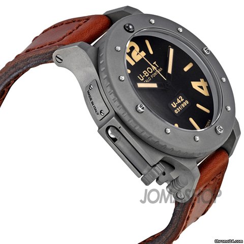 U-Boat Black Titanium Leather Automatic Mens Watch 6471 WATCHES 2