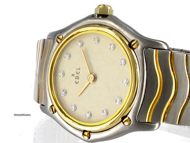 Ebel "Classic Wave" Damenuhr, Edelstahl/Gelbgold -Diamantziffer.r WATCHES 2