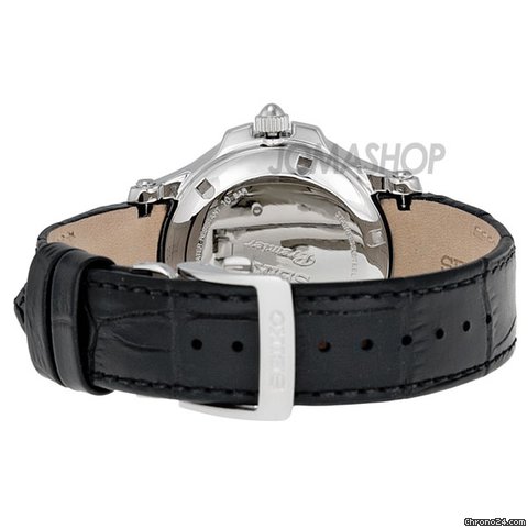 replica Seiko Premier Black Stainless Steel Leather Hybrid Mens Watch SNP049 WATCHES 1