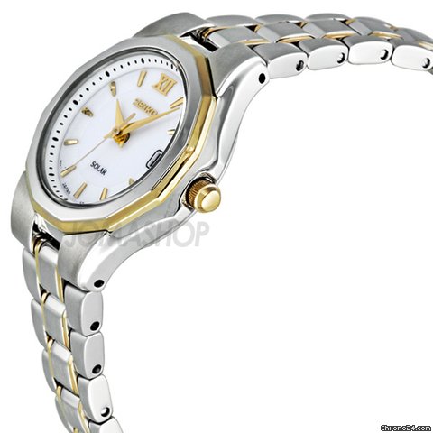 Seiko White Dial Two-tone Solar Power Ladies Watch SUT054 WATCHES 2