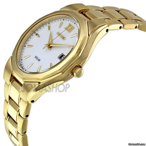 Seiko Solar White Dial Stainless Steel Mens Watch SNE158 WATCHES 2