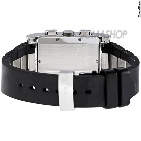 replica Bulgari Rettangolo Black Dial Rubber/Stainless Steel Mens Watch RTC49BRSVD WATCHES 1