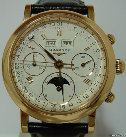 replica Longines 18K ERNEST FRANCILLLON CHRONO CALENDAR MOON PHASE VALJOUX 88 WATCHES 1