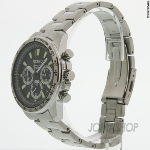 replica Seiko Chronograph Black Dial Stainless Steel Mens Watch SSB027 WATCHES 1
