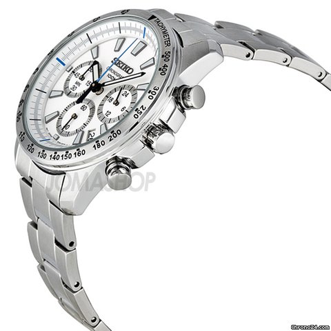 Seiko Chronograph White Dial Stainless Steel Mens Watch SSB025 WATCHES 2