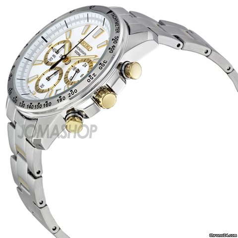 Seiko Chronograph White Dial Stainless Steel Mens Watch SSB029 WATCHES 2