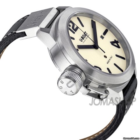 U-Boat Classico Beige Dial Automatic Black Leather Mens Watch 5565 WATCHES 2