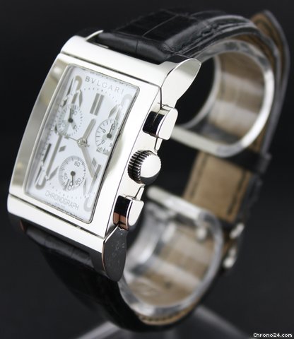 replica Bulgari Rettangolo Chronograph with crocodile strap WATCHES 1