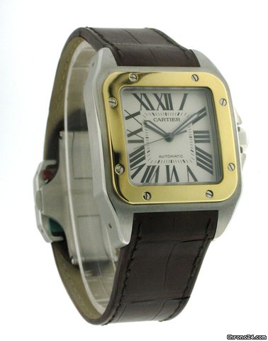 replica Cartier Santos 100 Large 18kt Yellow Gold-Steel Mens xl W20072X7 WATCHES 1