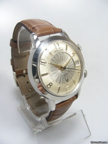 replica Jaeger-LeCoultre Memovox vintage World Time acier/cuir steel "dial with GMT style" WATCHES 1 