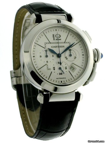 replica Cartier Pasha 42mm Chronograph Mens steel leder W3108555 WATCHES 1