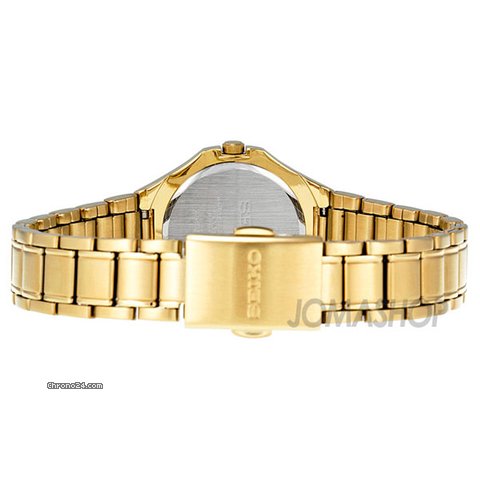 replica Seiko Automatic Black Dial Gold-tone Ladies Watch SXDE18 WATCHES 1