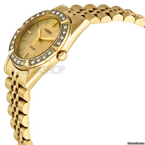 Seiko Solar Swarovski Crystal Gold-tone Ladies Watch SUP096 WATCHES 2