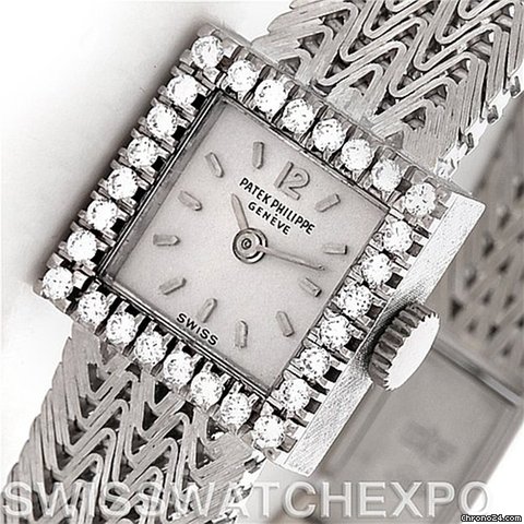 Patek Philippe Vintage Ladies 18k White Gold Diamond Watch 3293/1 WATCHES 2