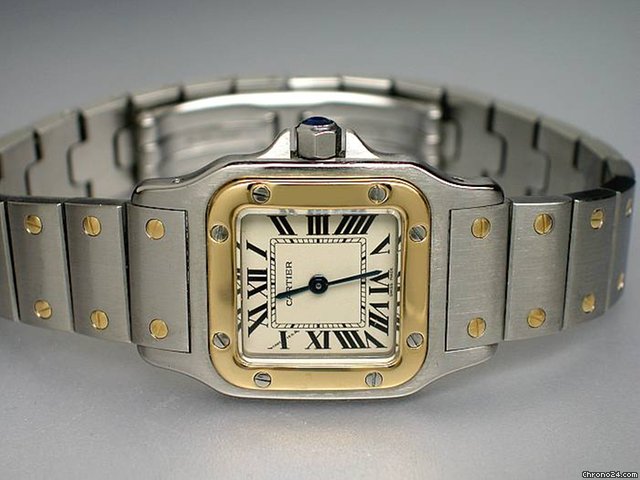 replica Cartier "SANTOS de Cartier" Edelstahl/Gelbgold - guter Zustand - DAM WATCHES 1