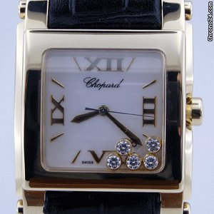 Chopard HAPPY SPORT 2 XL SQUARE YELLOW GOLD BLUE LEATHER WATCHES 2
