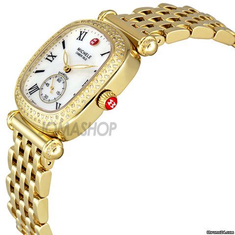 Michele Caber Isle Mother of Pearl Dial Gold Plated Stainless Steel Ladies Watch MWW16C000008 WATCHES 2