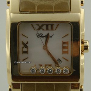 Chopard HAPPY SPORT2 XL SQUARE YELLOW GOLD BROWN LEATHER WATCHES 2
