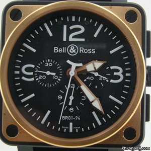 Bell & Ross AViATiON CHRONOGRAPH BLACK CASE ROSE BEZEL BR01-94 WATCHES 2