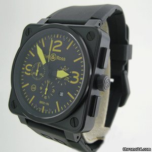 replica Bell & Ross AViATiON CHRONOGRAPH LiMiTED EDiTiON YELLOW DiAL BR01-94 WATCHES 1