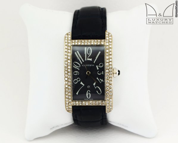 replica Cartier TANK AMERICAINE WHITE GOLD DIAMONDS WATCHES 1
