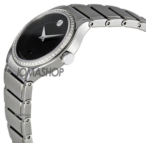 Movado Quadro Black Dial Diamond Bezel Ladies Watch 0606495 WATCHES 2