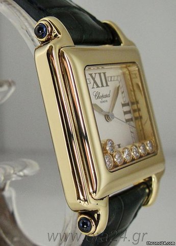 Chopard Happy Sport Square Medium 18k Gold 7 Floating Diamonds WATCHES 2