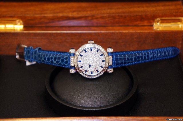 replica Franck Muller Master Mystery Ladies White Gold Baguette Diamond & Sapphire WATCHES 1