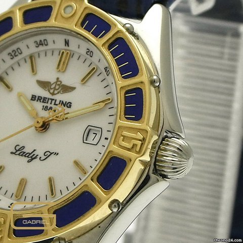 Breitling LADY J 18K GOLD MASIVE BLUE BEZEL WATCHES 2